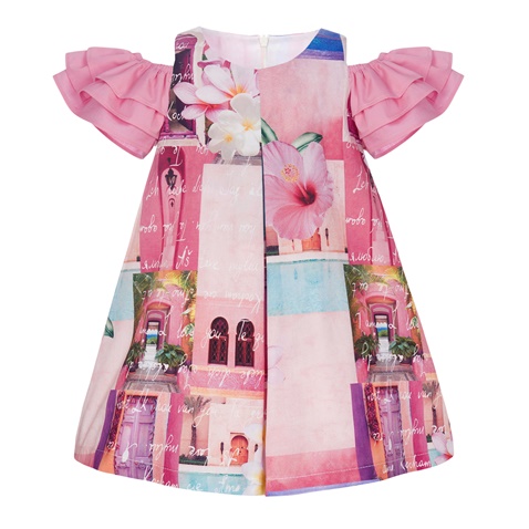 Balloon chic -Παιδικό φόρεμα Balloon chic 231F0228a φούξια multi (απο 12 μηνών εως 3 ετών)