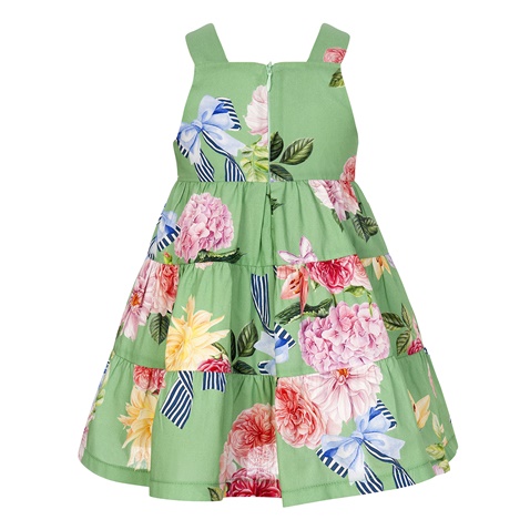 Balloon chic -Παιδικό φόρεμα Balloon chic 231F0229a πράσινο floral (απο 12 μηνών εως 3 ετών)