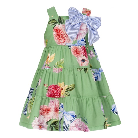 Balloon chic -Παιδικό φόρεμα Balloon chic 231F0229b πράσινο floral (απο 4 εως 6 ετών)