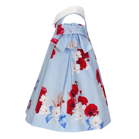 Balloon chic -Παιδικό φόρεμα Balloon chic 231F0242a γαλάζιο floral (απο 12 μηνών εως 3 ετών)