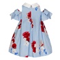 Balloon chic -Παιδικό φόρεμα Balloon chic 231F0242a γαλάζιο floral (απο 12 μηνών εως 3 ετών)