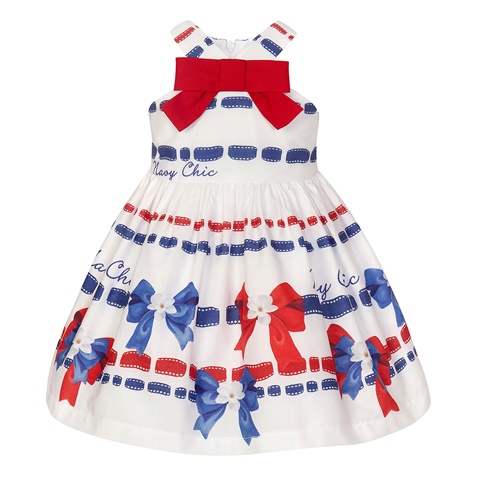 Balloon Chic-Παιδικό φόρεμα Balloon Chic 231F0248a λευκό κόκκινο μπλε (απο 12 μηνών εως 3 ετών)