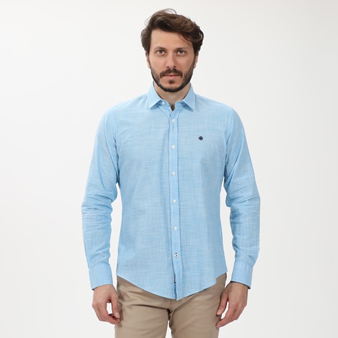 DORS-Ανδρικό πουκάμισο DORS 1032013.C03 γαλάζιο λευκό καρό