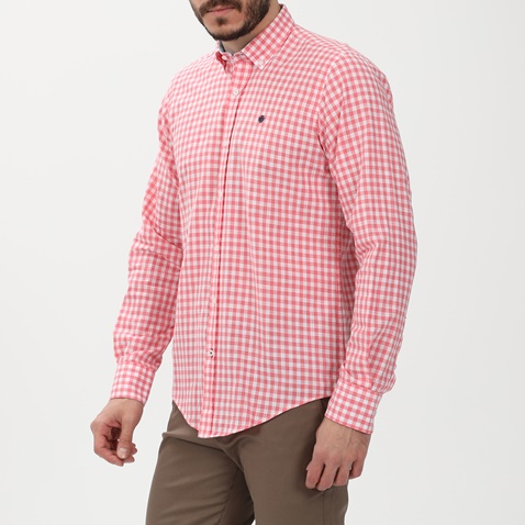 DORS-Ανδρικό πουκάμισο DORS 1032023.C02 ροζ λευκό καρό