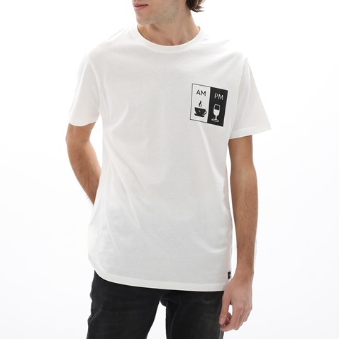 BATTERY-Ανδρικό t-shirt BATTERY 21231135 εκρού