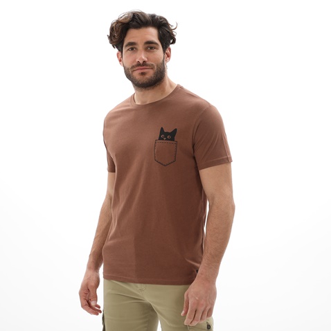 BATTERY-Ανδρικό t-shirt BATTERY 21231147 καφέ