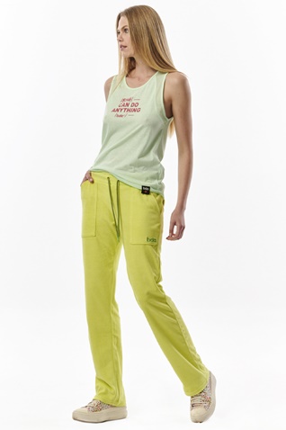 BODY ACTION-Γυναικείο πετσετέ παντελόνι φόρμας BODY ACTION 021327-01 κίτρινο lime