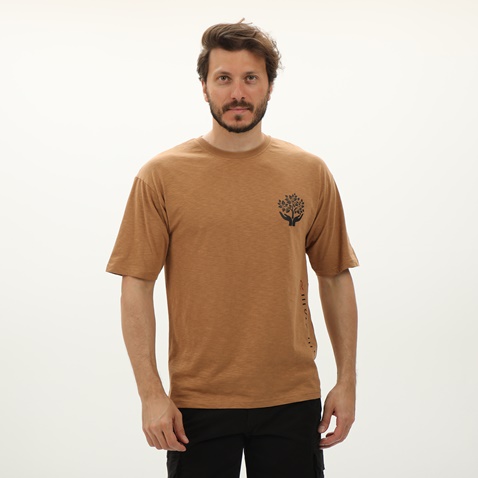 BATTERY-Ανδρικό t-shirt BATTERY 21241008 καφέ