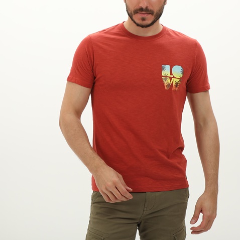 BATTERY-Ανδρικό t-shirt BATTERY 21241004 πορτοκαλί