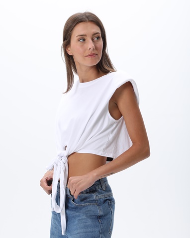 'ALE-Γυναικείο cropped αμάνικο t-shirt 'ALE 8918176 λευκό