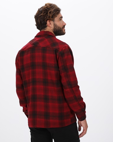 VAN HIPSTER-Ανδρικό overshirt πουκάμισο VAN HIPSTER 72144 κόκκινο μαύρο καρό