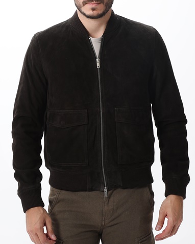 DIRTY LAUNDRY-Ανδρικό bomber suede jacket DIRTY LAUNDRY  DLMLJ03W22 καφέ