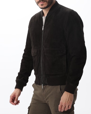 DIRTY LAUNDRY-Ανδρικό bomber suede jacket DIRTY LAUNDRY  DLMLJ03W22 καφέ