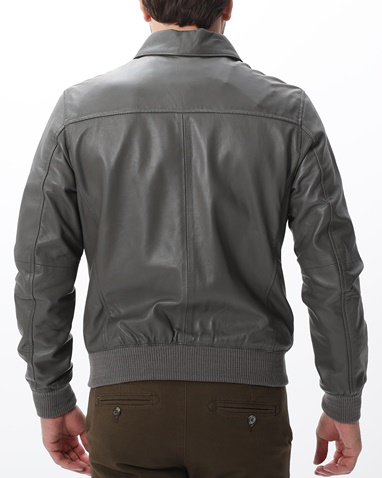 DIRTY LAUNDRY-Ανδρικό δερμάτινο bomber jacket DIRTY LAUNDRY DLMLJ04W22 γκρι