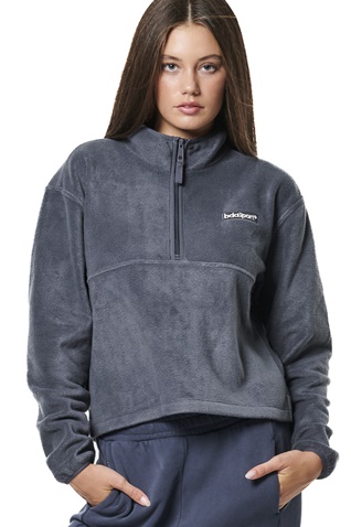 BODY ACTION-Γυναικεία fleece μπλούζα BODY ACTION 061433-01 γκρι