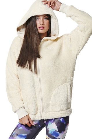 BODY ACTION-Γυναικεία oversized sherpa ζακέτα BODY ACTION 071430-01 εκρού