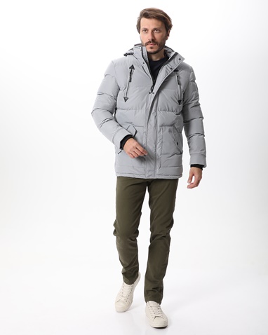 VAN HIPSTER-Ανδρικό παρκά puffer μπουφάν VAN HIPSTER 72092 γκρι