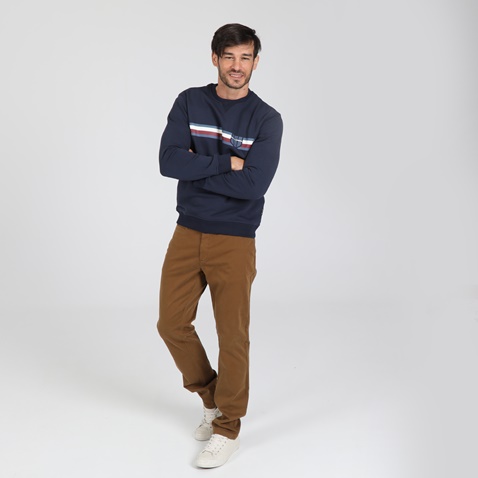NAVY & GREEN-Ανδρικό παντελόνι NAVY & GREEN MODERN FIT καφέ
