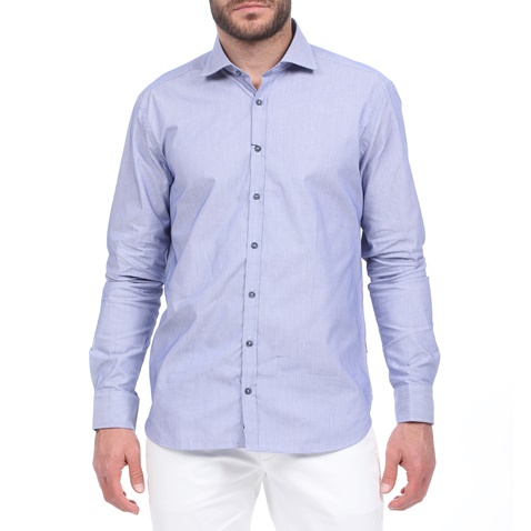 NAVY & GREEN-Ανδρικό πουκάμισο NAVY & GREEN FIT LINE μπλε λευκό