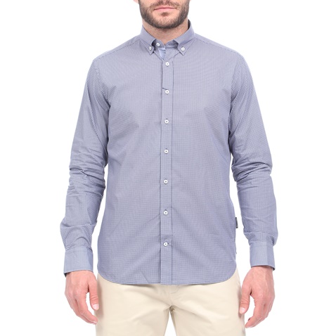 NAVY & GREEN-Ανδρικό πουκάμισο NAVY & GREEN COMFORT FIT μπλε λευκό