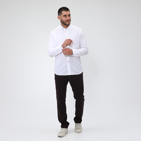 NAVY & GREEN-Ανδρικό πουκάμισο NAVY & GREEN COMFORT FIT λευκό