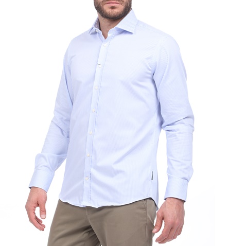 NAVY & GREEN-Ανδρικό πουκάμισο NAVY & GREEN COMFORT FIT λευκό μπλε