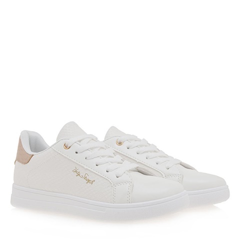 MIMSOGA-Γυναικεία sneakers MIMSOGA O184F3511 λευκά μπρονζέ