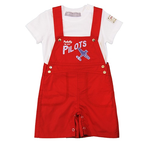 ALOUETTE-Παιδικό σετ από μπλούζα και σαλοπέτα με σορτς ALOUETTE λευκό κόκκινο