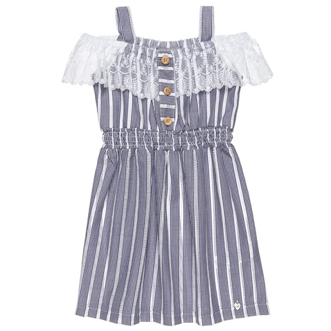 ALOUETTE-Παιδικό φόρεμα ALOUETTE ριγέ λευκό μπλε