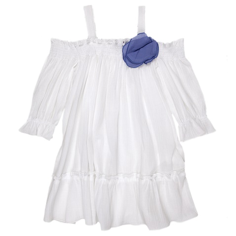 ALOUETTE-Παιδικό φόρεμα off the shoulders ALOUETTE λευκό 