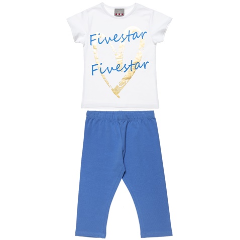 ALOUETTE-Παιδικό σετ από μπλούζα και κολάν FIVE STAR ALOUETTE λευκό μπλε