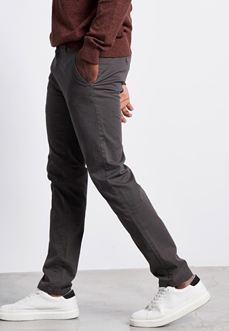 FUNKY BUDDHA-Ανδρικό chino παντελόνι FUNKY BUDDHA Essential Comfort-Stretch Chino γκρι