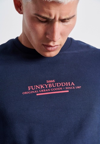 FUNKY BUDDHA-Ανδρική φούτερ μπλούζα FUNKY BUDDHA μπλε