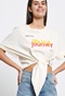 FUNKY BUDDHA-Γυανικείο copped t-shirt FUNKY BUDDHA λευκό