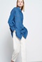 FUNKY BUDDHA-Γυναικείο τζιν πουκάμισα FUNKY BUDDHA μπλε