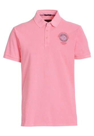 FUNKY BUDDHA-Ανδρική κοντομάνικη polo μπλούζα FUNKY BUDDHA neon ροζ 