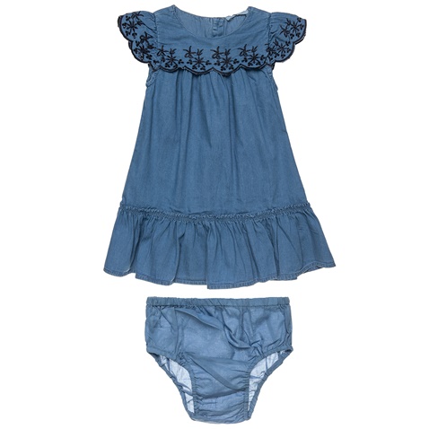 ALOUETTE-Βρεφικό σετ από jean φόρεμα και βρακάκι ALOUETTE μπλε