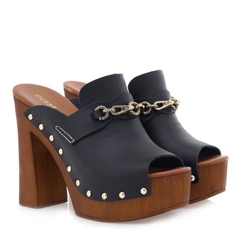 GUESS-Γυναικεία δερμάτινα mules GUESS CLOGS O40630146 μαύρα