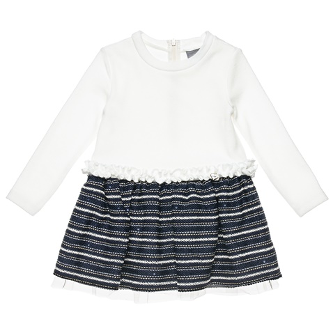 ALOUETTE-Παιδικό πλεκτό φόρεμα ALOUETTE λευκό μπλε