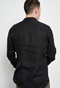 FUNKY BUDDHA-Ανδρικό λινό πουκάμισο FUNKY BUDDHA μαύρο
