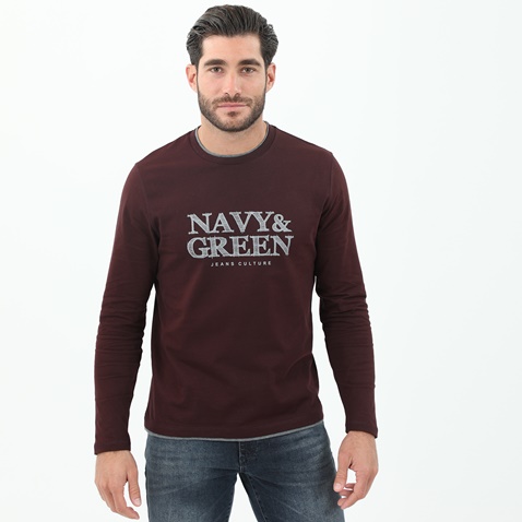 NAVY & GREEN-Ανδρική μπλούζα NAVY & GREEN μπορντό