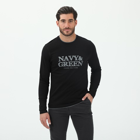 NAVY & GREEN-Ανδρική μπλούζα NAVY & GREEN μαύρη