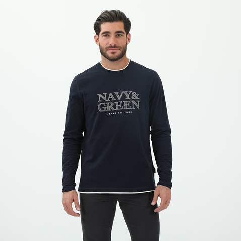 NAVY & GREEN-Ανδρική μπλούζα NAVY & GREEN μπλε