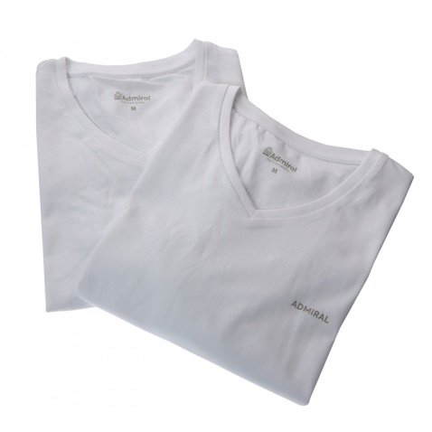 ADMIRAL-Ανδρικές μπλούζες σετ των 2 Admiral Nots V-neck T-Shirts λευκά