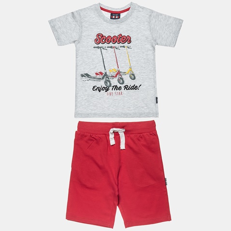 ALOUETTE-Παιδικό σετ από μπλούζα και βερμούδα ALOUETTE Five Star γκρι κόκκινο