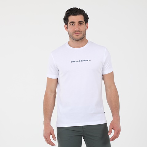NAVY & GREEN-Ανδρικό t-shirt NAVY & GREEN λευκό