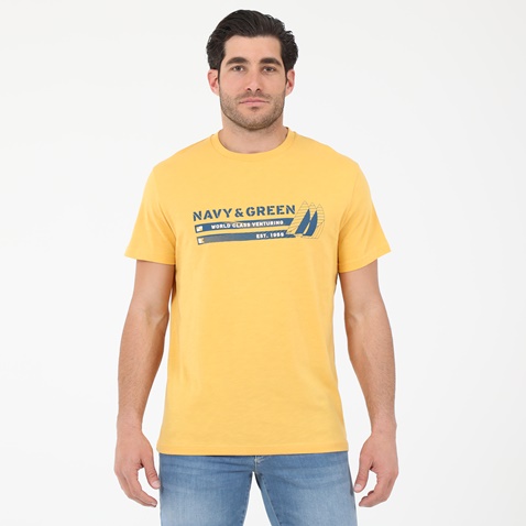 NAVY & GREEN-Ανδρικό t-shirt NAVY & GREEN κίτρινο