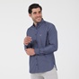 NAVY & GREEN-Ανδρικό πουκάμισο NAVY & GREEN COMFORT FIT μπλε λευκό ριγέ