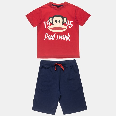PAUL FRANK-Παιδικό σετ από μπλούζα και βερμούδα Paul Frank κόκκινο μπλε