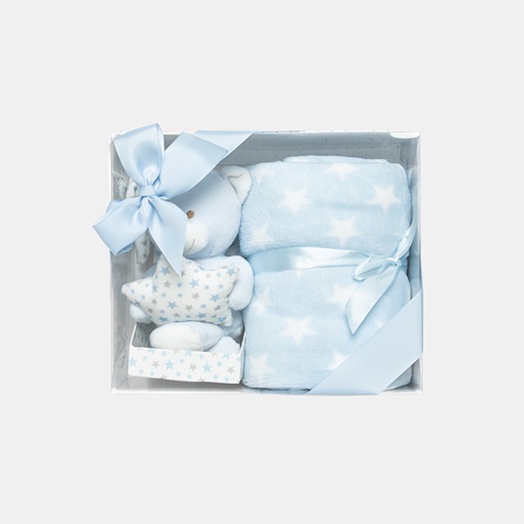 ALOUETTE-Βρεφικό σετ από κουβέρτα και λούτρινο αρκουδάκι ALOUETTE (80X110CM) μπλε
